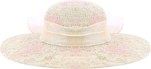 Haoohu Women's Church Derby Hat Wide Brim Bow Bucket Hat Wedding Dress Hat Fascinator Bridal Tea Party Hat in Kuwait