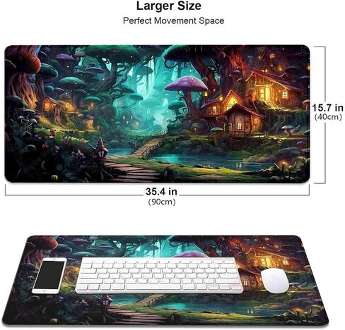 Goth Desk Mat, Black Occult Large Mouse Pad, Halloween Desk Decor, Witchy XXL Mousepad, Celestial Mushroom Gaming Mousepad, Office Desk Accessories Gifts in Saudi Arabia