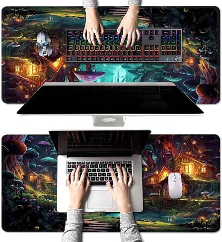 Goth Desk Mat, Black Occult Large Mouse Pad, Halloween Desk Decor, Witchy XXL Mousepad, Celestial Mushroom Gaming Mousepad, Office Desk Accessories Gifts in Saudi Arabia