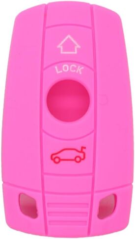 Silicone Cover Protector Case Holder Skin Jacket Compatible with BMW 3 Button Smart Remote Key Fob CV9902 Pink in Saudi Arabia