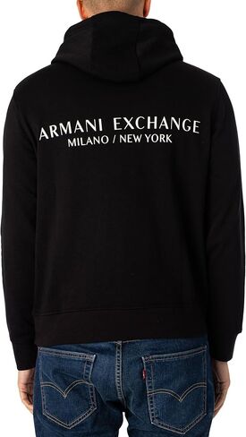 سترة A|X ARMANI EXCHANGE للرجال بغطاء للرأس مع شعار أمامي وخلفي in Saudi Arabia