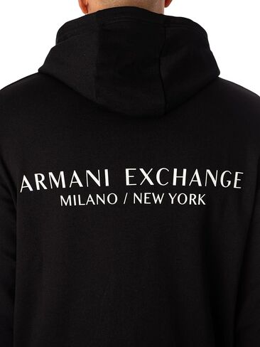 سترة A|X ARMANI EXCHANGE للرجال بغطاء للرأس مع شعار أمامي وخلفي in Saudi Arabia