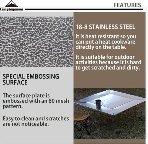 CAMPINGMOON Camping Grill Table with Canvas Carrying Bag (Removable Center Plates Type (T-503)) Medium Silver in Saudi Arabia