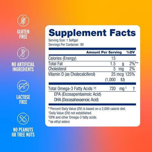 Oceanblue Essentials Everyday Omega – 30ct – Burpless Fish Oil with Vitamin D3 – for Heart and Immune Support – Easy to Swallow Softgels – Tasty Orange Flavor – 1 Month Supply in Saudi Arabia