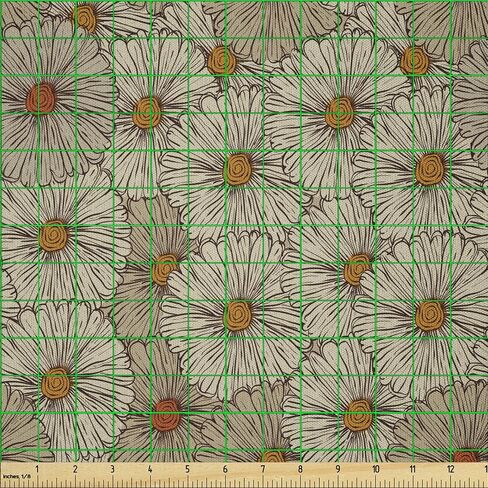 Ambesonne Vintage Fabric by The Yard Sketch Art Style Gerbera Daisies Floral Themed Fall Abstract Flower Autumn Garden Microfiber Fabric for Arts and Crafts Textiles & Decor 1 Yard Tan Orange Marigold in Kuwait