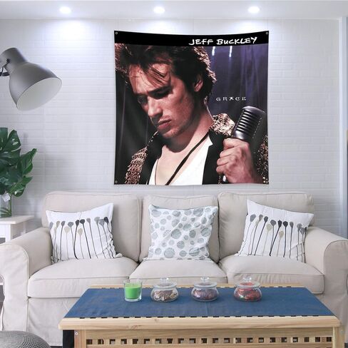 علم معلق على الحائط من Jeff Buckley Tapestry Grace Banner Music Album (3×3أقدام، لون زاهٍ، بوليستر) للرجال الكهف، المسكن، احتياجات الهدايا in Saudi Arabia