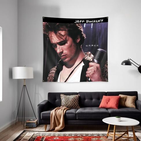 علم معلق على الحائط من Jeff Buckley Tapestry Grace Banner Music Album (3×3أقدام، لون زاهٍ، بوليستر) للرجال الكهف، المسكن، احتياجات الهدايا in Saudi Arabia