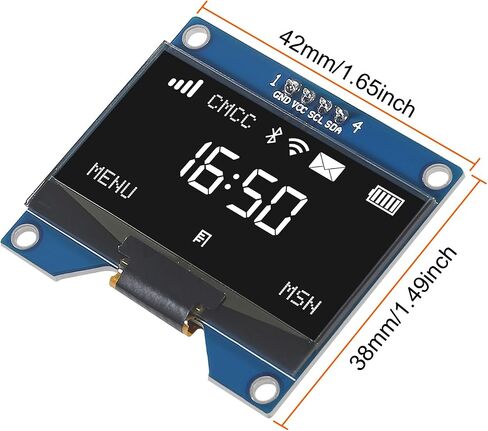 2 قطعة 1.54 بوصة OLED وحدة 12864 128x64 الأبيض SSD1309 سائق IIC المسلسل عرض لوحة تركيبية ل Raspberry Pi (أبيض) in Saudi Arabia