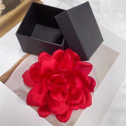 Dainty Thin Satin Rose Flower Large Brooch Lapel Pins Delicate Elegant Handmade Big Fabric Camellia Flowers Brooches Pin Classic for Women Wedding Party Banquet Dress Suit Clothes Accessories Jewelry Gifts 120mm in Saudi Arabia