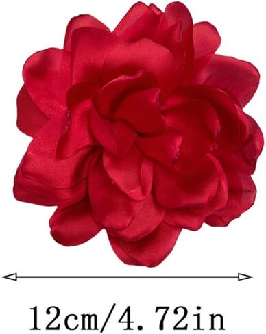 Dainty Thin Satin Rose Flower Large Brooch Lapel Pins Delicate Elegant Handmade Big Fabric Camellia Flowers Brooches Pin Classic for Women Wedding Party Banquet Dress Suit Clothes Accessories Jewelry Gifts 120mm in Saudi Arabia