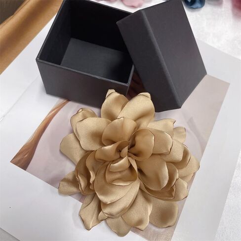 Dainty Thin Satin Rose Flower Large Brooch Lapel Pins Delicate Elegant Handmade Big Fabric Camellia Flowers Brooches Pin Classic for Women Wedding Party Banquet Dress Suit Clothes Accessories Jewelry Gifts 120mm in Saudi Arabia