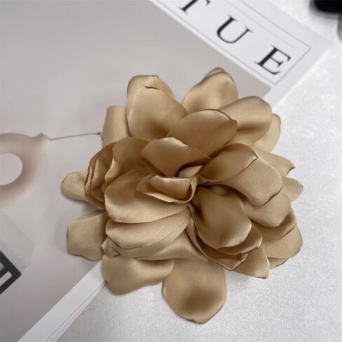 Dainty Thin Satin Rose Flower Large Brooch Lapel Pins Delicate Elegant Handmade Big Fabric Camellia Flowers Brooches Pin Classic for Women Wedding Party Banquet Dress Suit Clothes Accessories Jewelry Gifts 120mm in Saudi Arabia