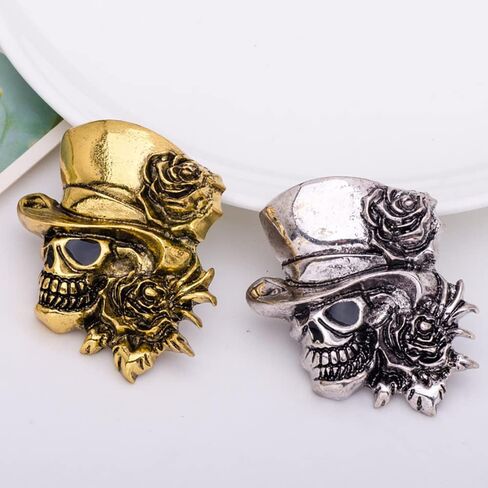 Vintage Skull Head Brooch Pin Skeleton Rose Flower Pins Clip Lapel Shawl Sweater Scarves Dress Suit Backpacks Badge Hat Brooches Pins Fashion Halloween Jewelry Gifts for Women Girls Men Accessories in Saudi Arabia