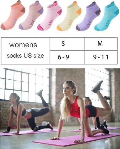 Ｋ・ＮＩＶＥ Ankle Running Socks For Womens Athletic No Show Socks Cushioned Sole Socks 6 Pairs in Saudi Arabia