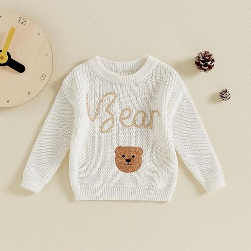 Toddler Baby Girl Boy Knit Sweater Letter Embroidery Pullover Sweatshirt Newborn Fall Winter Clothes in Saudi Arabia