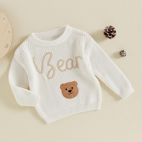 Toddler Baby Girl Boy Knit Sweater Letter Embroidery Pullover Sweatshirt Newborn Fall Winter Clothes in Saudi Arabia