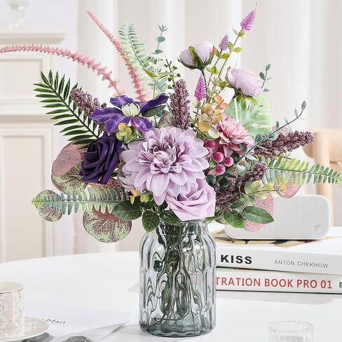 Serwalin 𝟯𝟯 Pcs Fake Flowers Bouquets, 𝟭𝟵'' Silk Floral Artifical Flowers Arrangements for DIY Wedding Party Decorations and Table Centerpieces Home Decor, Bathroom, Office Decor(No Include Vase) in Saudi Arabia