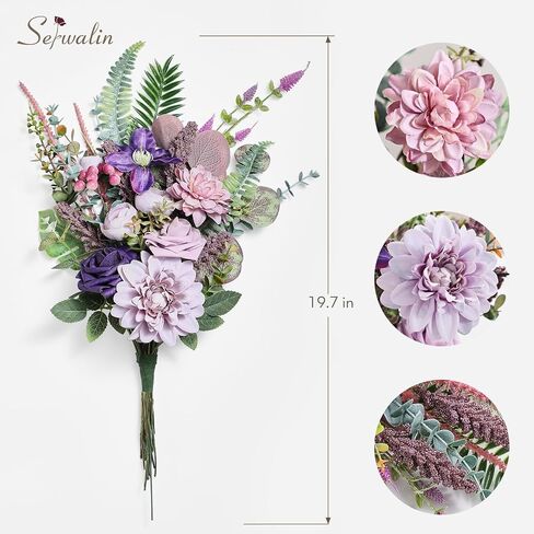 Serwalin 𝟯𝟯 Pcs Fake Flowers Bouquets, 𝟭𝟵'' Silk Floral Artifical Flowers Arrangements for DIY Wedding Party Decorations and Table Centerpieces Home Decor, Bathroom, Office Decor(No Include Vase) in Saudi Arabia