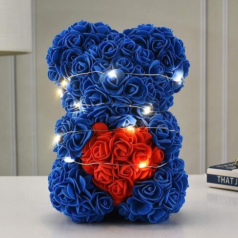 Rose Flower Bear-Hand Made rose Teddy Bear,Best Artificial Decoration gifts for mom, gifts for girls,unique gifts,birthday gifts,The Perfect Party Clear Gift Box (Light pink) in Saudi Arabia