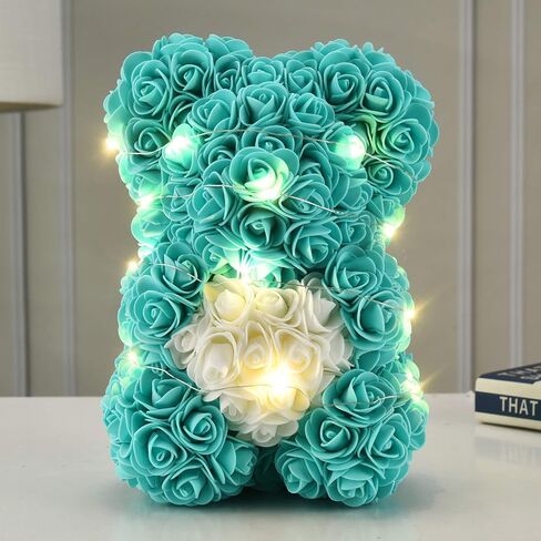 Rose Flower Bear-Hand Made rose Teddy Bear,Best Artificial Decoration gifts for mom, gifts for girls,unique gifts,birthday gifts,The Perfect Party Clear Gift Box (Light pink) in Saudi Arabia