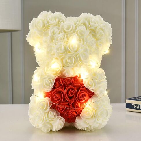 Rose Flower Bear-Hand Made rose Teddy Bear,Best Artificial Decoration gifts for mom, gifts for girls,unique gifts,birthday gifts,The Perfect Party Clear Gift Box (Light pink) in Saudi Arabia