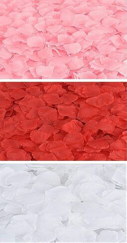 Rose Petals 300 Count (B0NUS ZENI Blossom Bow) Fabric Artificial Fabric Flower for Valentine Ceremony Wedding or Home Hotel Garden Bouquet Party Decorations (Pink, White & RED) in Saudi Arabia