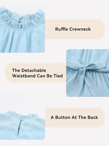 DOKOTOO KIDS Tween Girls Dresses Elegant Sleeveless Ruffle Flowy Dress with Belt 6-13 Years in Kuwait