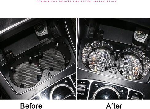 2 Pack Bling Car Cup Holder Coaster,Fashion Anti-Slip Shockproof Universal Vehicle Cup Holders Coasters Insert Bling Crystal Rhinestone Car Accessories for Women (Silver) in Kuwait