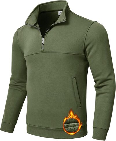 Rdruko Men's Fleece Pullover Quarter Zip Sweaters Half Zip Winter Pullovers Jackets Athletic Workout Coats With Pocket in Saudi Arabia
