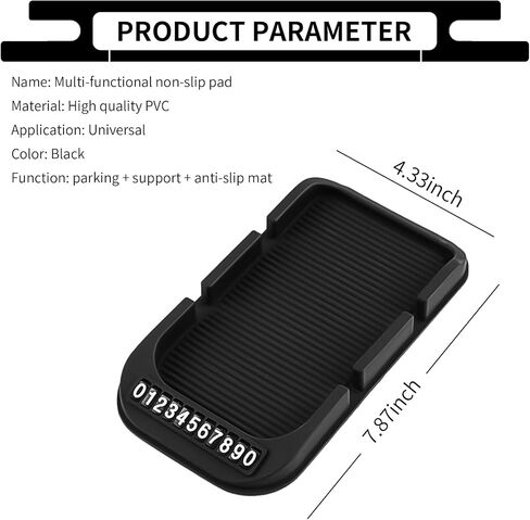 1 PC Multifunction Car Phone Mount for Dashboard, 4.33In x 7.87In Soft Silicone Vehicle Smartphone Holder with Phone Number Plate, Universal Dual Card Slot Automotive Phone Mount (Black) in Saudi Arabia