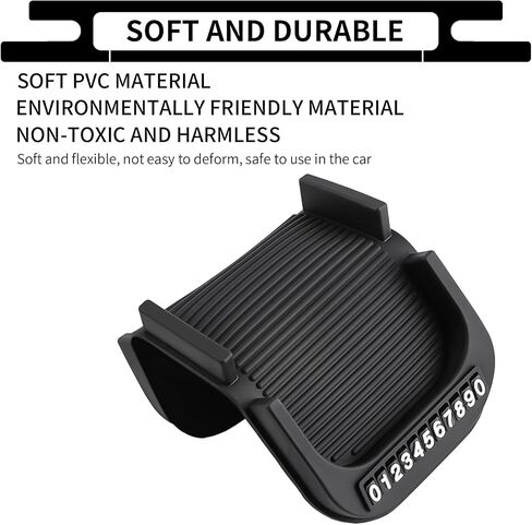 1 PC Multifunction Car Phone Mount for Dashboard, 4.33In x 7.87In Soft Silicone Vehicle Smartphone Holder with Phone Number Plate, Universal Dual Card Slot Automotive Phone Mount (Black) in Saudi Arabia