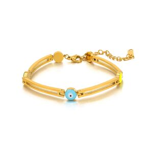 Gold Evil Eye Bracelets for Women ，18k Gold Plated Adjustable Gold Evil Eye Bracelet Charms，Ojo Bracelet for Protection Gold Charm Bracelets for Womem，Gift for Mother, Daughter, Best Friend
