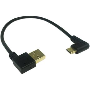 CERRXIAN 9 inch Gold Plated USB Left & Right Angle 3.0 Type C Male to Left Angle USB Type A 2.0 Male Fast Charge and Data Sync Cable L