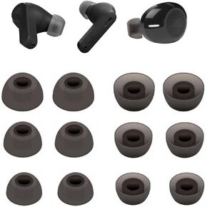 Replacement Ear Tips Compatible with JBL Vibe 200TWS Earbuds, Silicone Ear Buds Ear Cap Ear Plug Eartips Replacement for JBL Earbuds,S/M/L 3 Size 6 Pairs,Black 512