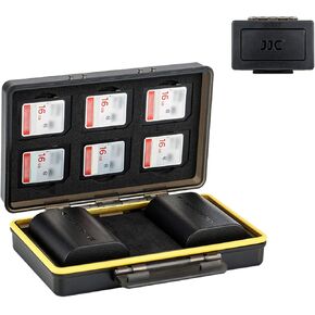 LP-E6 LP-E6N Battery Case, SD Card and Camera Battery Holder for 6 SD 2 Battery, Water-Resistant & Shockproof, Battery Storage Box for Canon EOS R5C R5 R6 R 5D Mark IV 5D Mark III II 6D Mark II