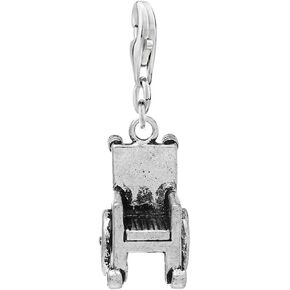 Sexy Sparkles Clip on 3D Wheelchair Dangling Pendant with Lobster Clasp Charm for Bracelets or Necklace