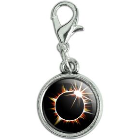 GRAPHICS & MORE Total Solar Eclipse Painted Antiqued Bracelet Pendant Zipper Pull Charm with Lobster Clasp