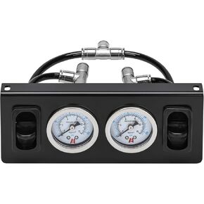 Panel Paddle Valve Switch with Two Air Suspension Pressure Gauge, Air Fittings, Contorl Air Bags in Car Suspension System