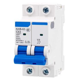 Baomain Low-Voltage Mini Circuit Breaker NXB-63(DZ47-63) C63 63A 2 Pole 400V DIN Rail Mount White