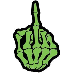 Sticker Skull Middle Finger Green Devil Monster Ghost Bumper Vinyl Symbol Sign Embroidered Applique Decal Tumbler Hard HAT Helmet Vehicles Decor Laptop Notebook Water Proof Scrapbook Gift Luggage