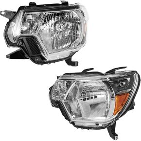 Headlight Assembly, Amber Headlights Fit for Tacoma 2012-2015, Chrome Housing Clear Lens Color