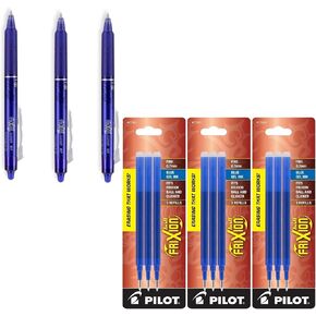 Pilot Gel Ink Refills for FriXion Erasable Gel Ink Pen, Fine Point, Blue Ink Bundle: Bundle Includes 3 Packs 9 refills total and 3 Frixion Pen