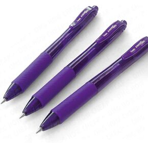 Pentel EnerGel X BL107 - Retractable Liquid Gel Ink Pen - 0.7mm - 84% Recycled - Purple - Pack of 3