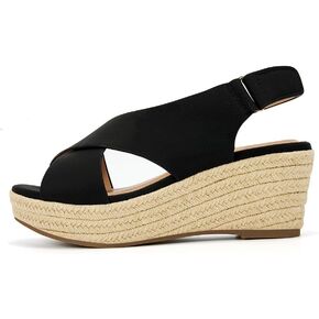 VICKI·VICKI Women's Platform Espadilles Wedge Beach Sandals Summer Sandals Open Toe Ankle Strap Sandals
