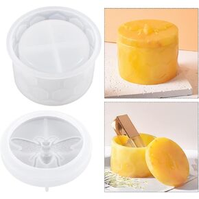 Honey Bee Jar Resin Mold with Lid,Silicone Mold Candy Trinket Box Epoxy Resin Casting Mold for DIY Storage Box Candle Holder