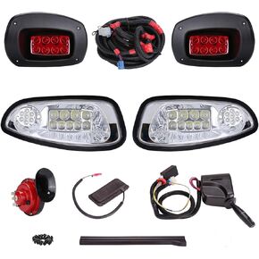 10L0L Headlights and Tail Light Kit for EZGO RXV 2008-2015 Golf Cart, with Turn Signal Switch Horn Button, Blinker & Brake Light Switch Pad