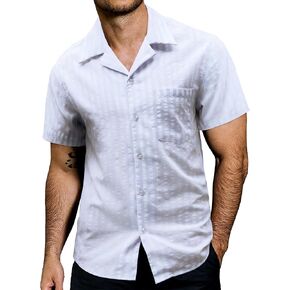 VATPAVE Mens Summer Cuban Collar Shirts Short Sleeve Button Down Beach Shirts Regular Fit Hawaiian Shirts with Pocket