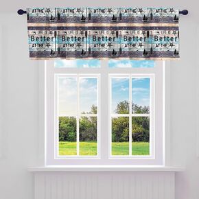 jejeloiu Rustic Cabin Lodge Bear Valance Curtains for Living Room 1 Panel 52"x12", Farm Curtain Valances for Windows Camping Hunting Kitchen Curtains Valances Plaid Farmhouse Short Rod Pocket Valance