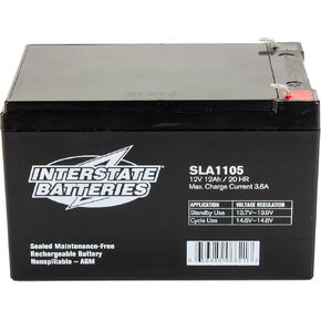 Interstate Batteries 12V 12Ah Battery (F1 Terminal) SLA AGM VRLA Rechargeable Replacement for APC, UPS Backup Systems, Emergency Lighting, Medical Devices, General Purpose (SLA1105)