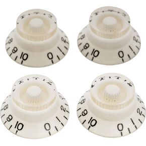 Musiclily Pro Metric Size 18 Spline Bell Top Hat Knobs for Epiphone Les Paul SG Electric Guitar, Amber (Set of 4)